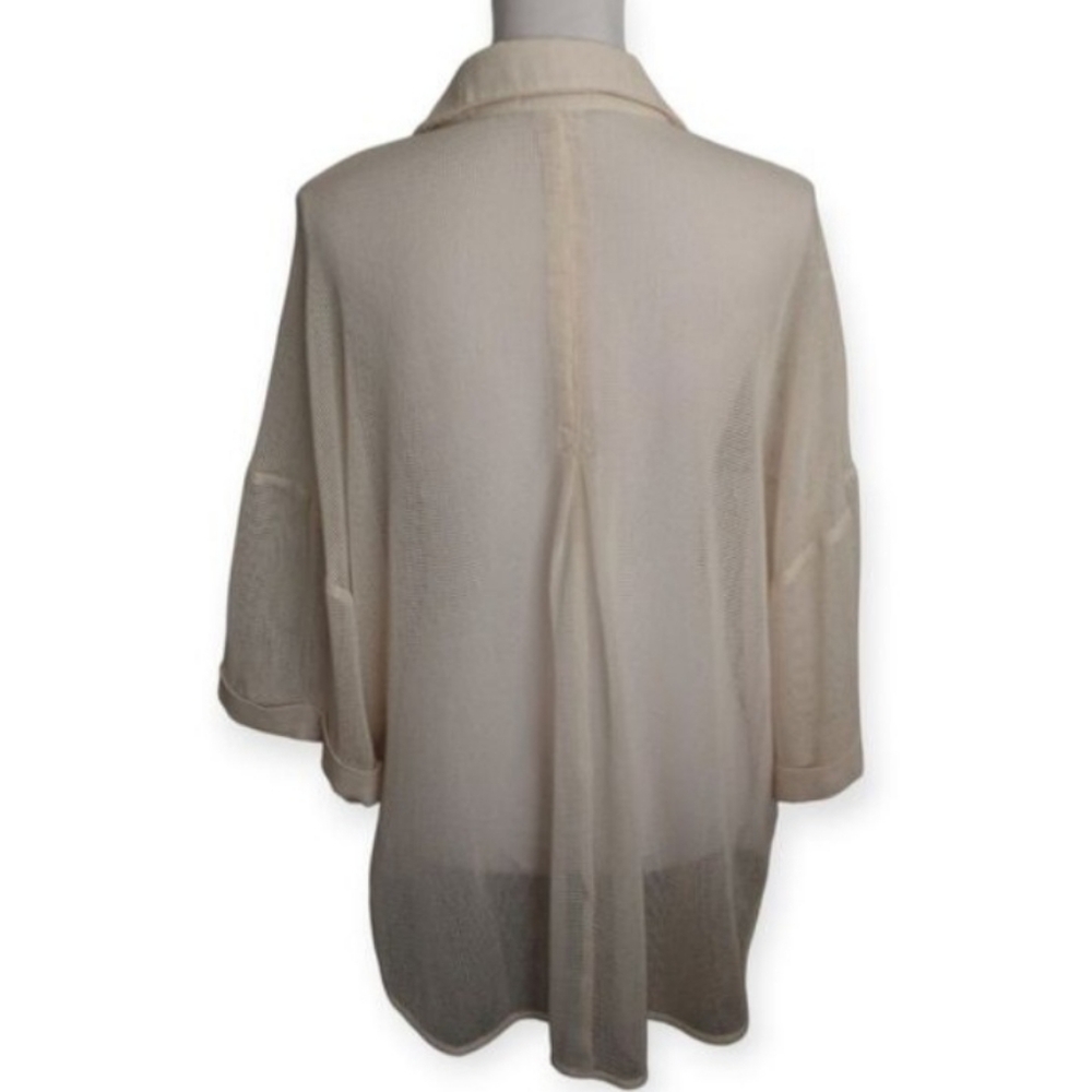 Lilyful Beige Sheer Mesh Button-Down Shirt Sz.S EUC. - Picture 7 of 10